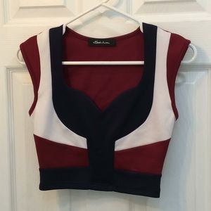 Seduction Red, White, and Navy Crop Top S